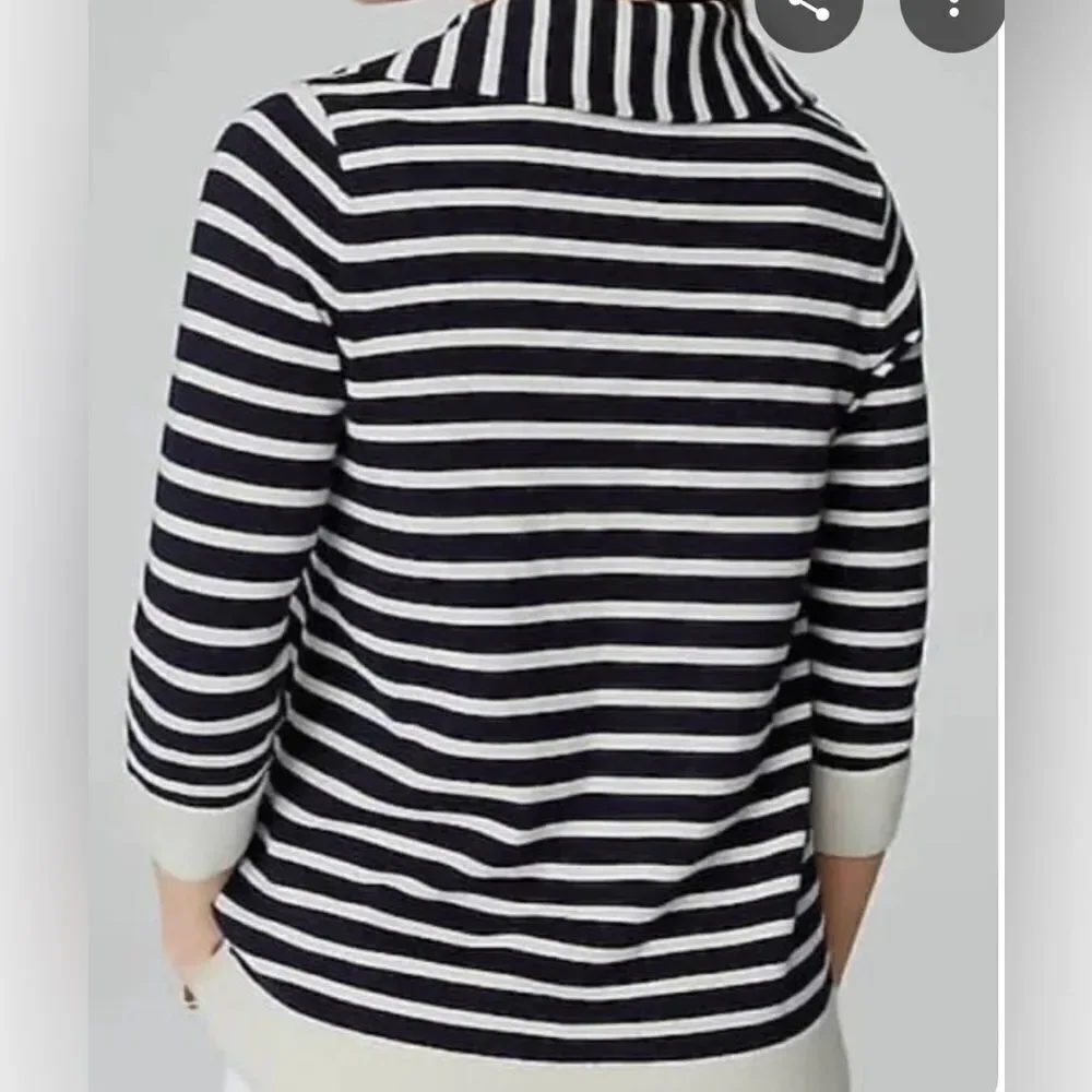 NWT J Jill Collared Striped V-Neck Pullover Sweater Nautical Size XL